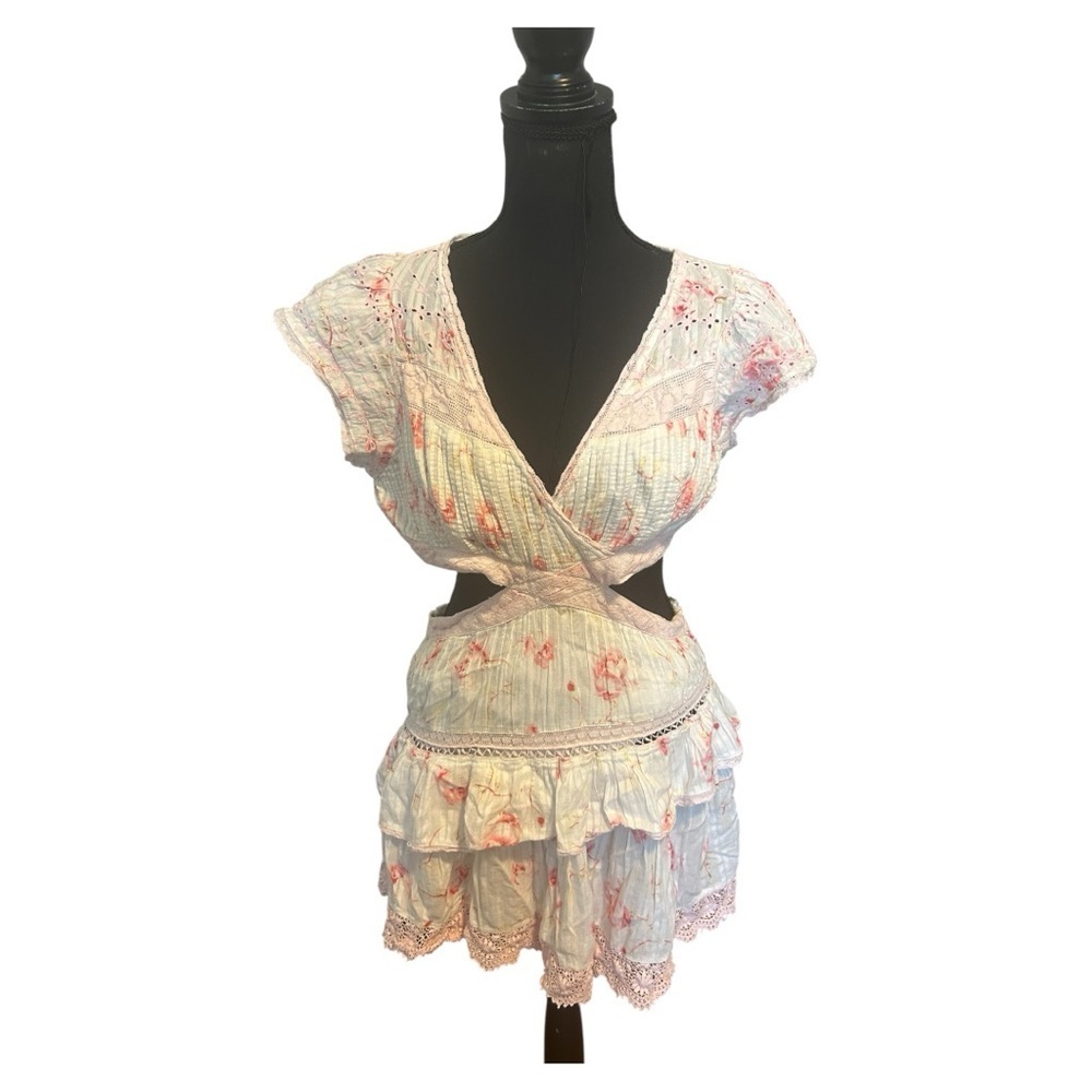 LoveShackFancy Audrina Cutout Ruffled Mini Dress - Picture 2 of 12